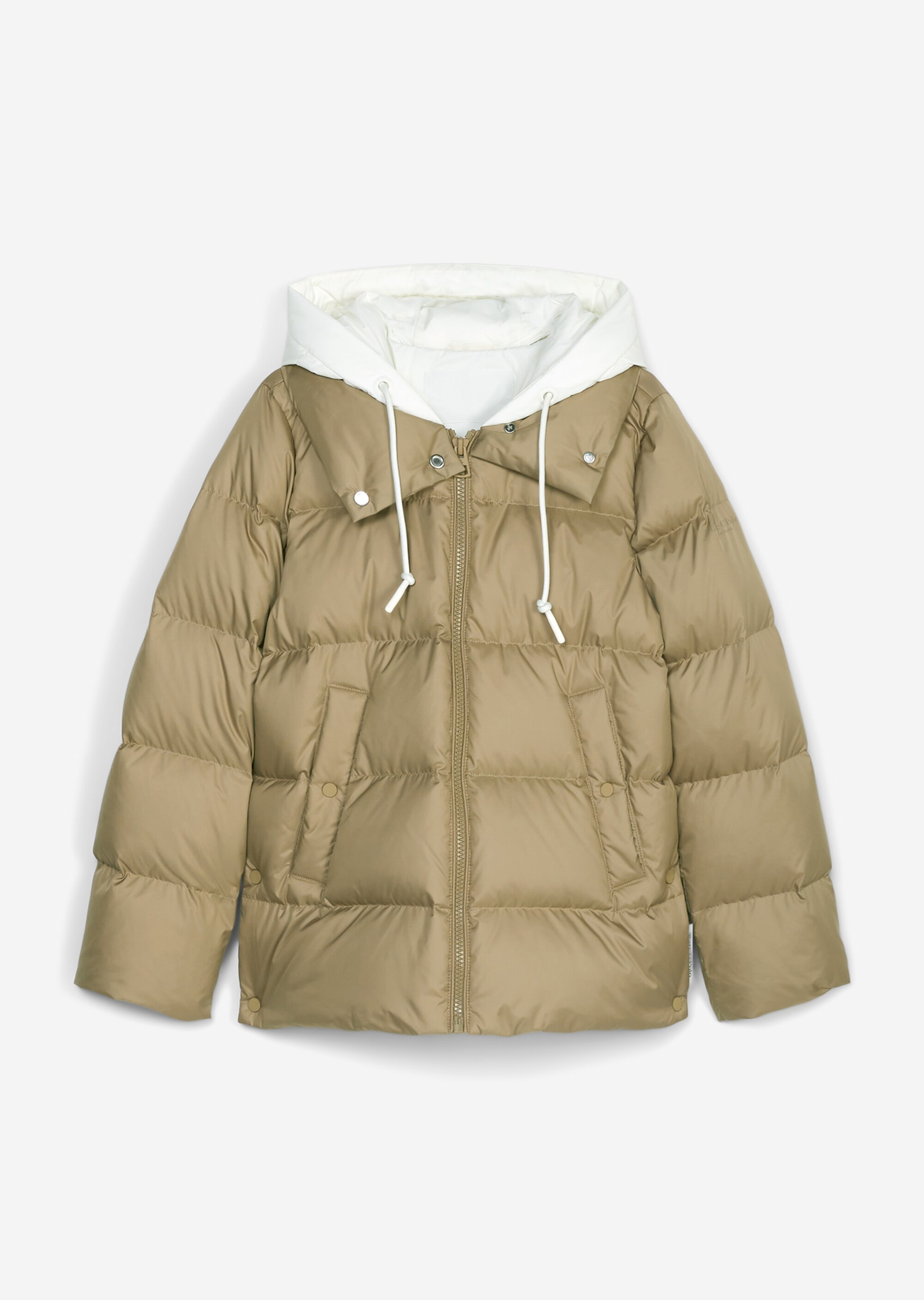 Puffer-Daunenjacke regular mit kontrastfarbener Kapuze