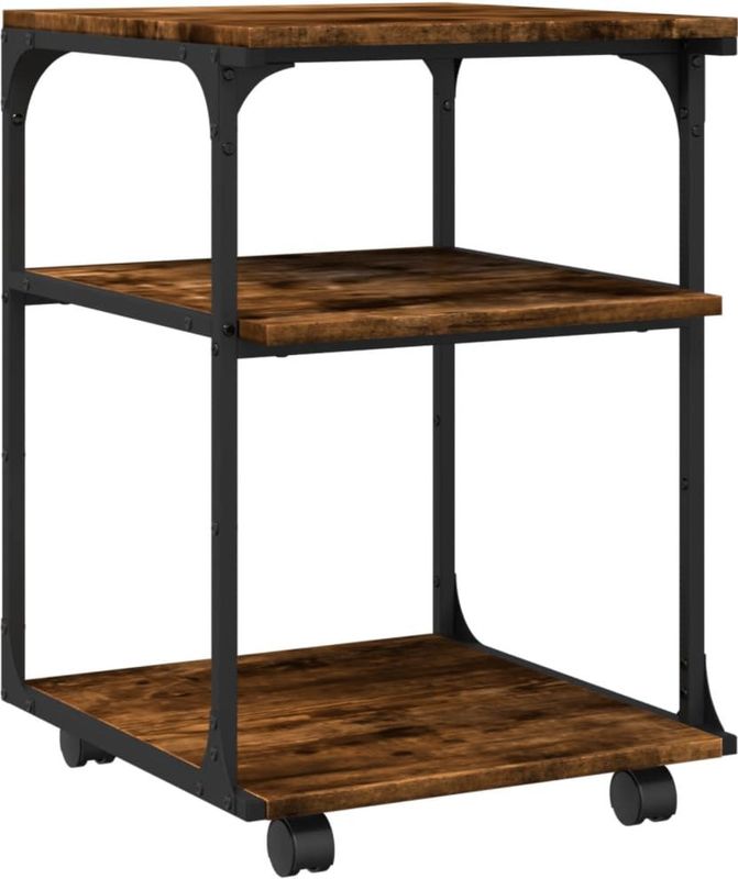 Printerstandaard - 3-Lagen - Hout - Stalen Frame - Verplaatsbaar