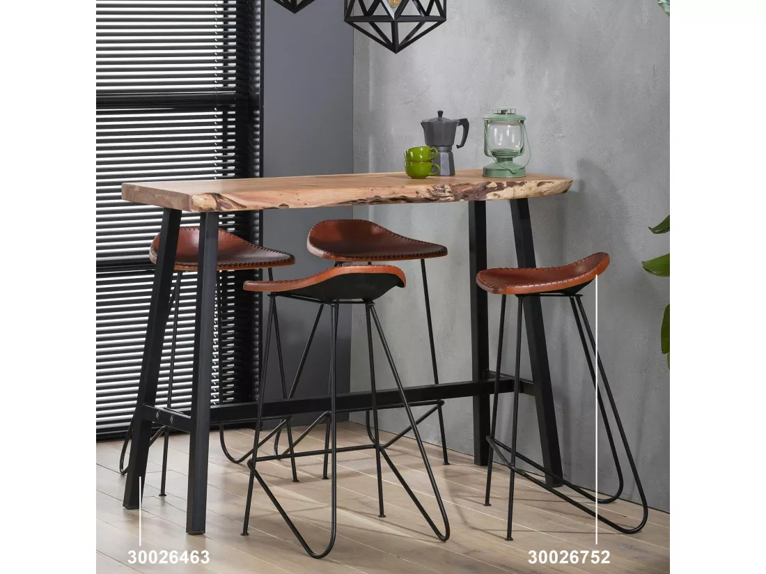 Table bar bois d'acacia massif métal 125 cm MELBOURNE