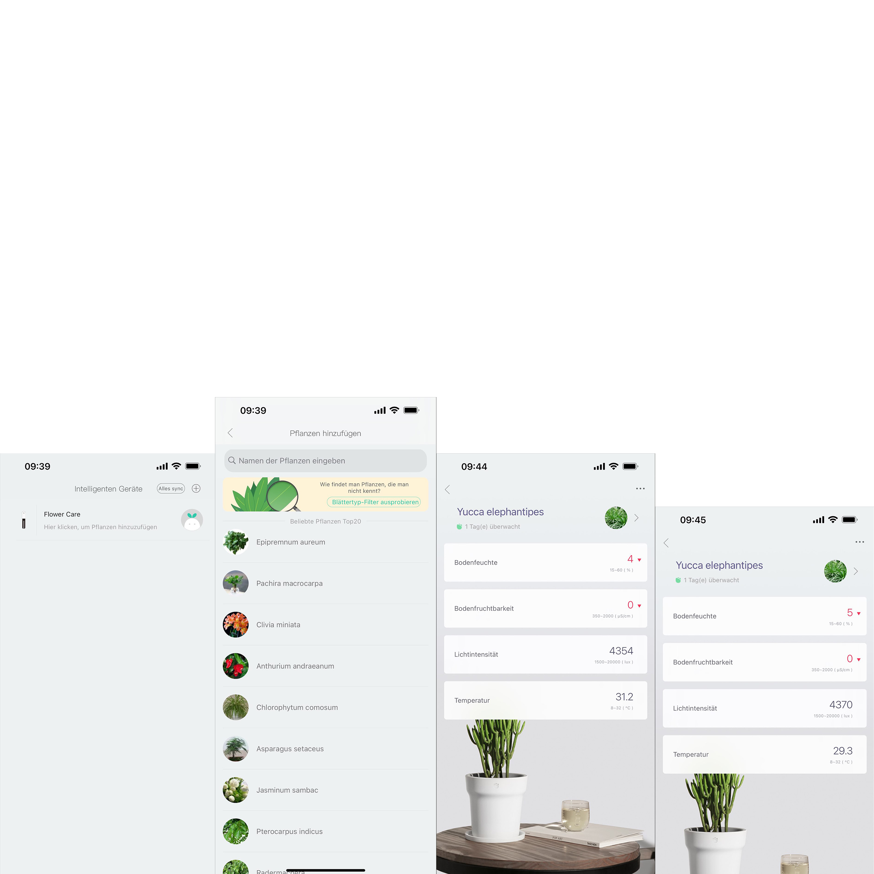 Flower Care Bluetooth Pflanzen Sensor Blumenerde Feuchtigkeits Messgerät inkl. CR2032 Batterie (iOS/Android) - Weiss