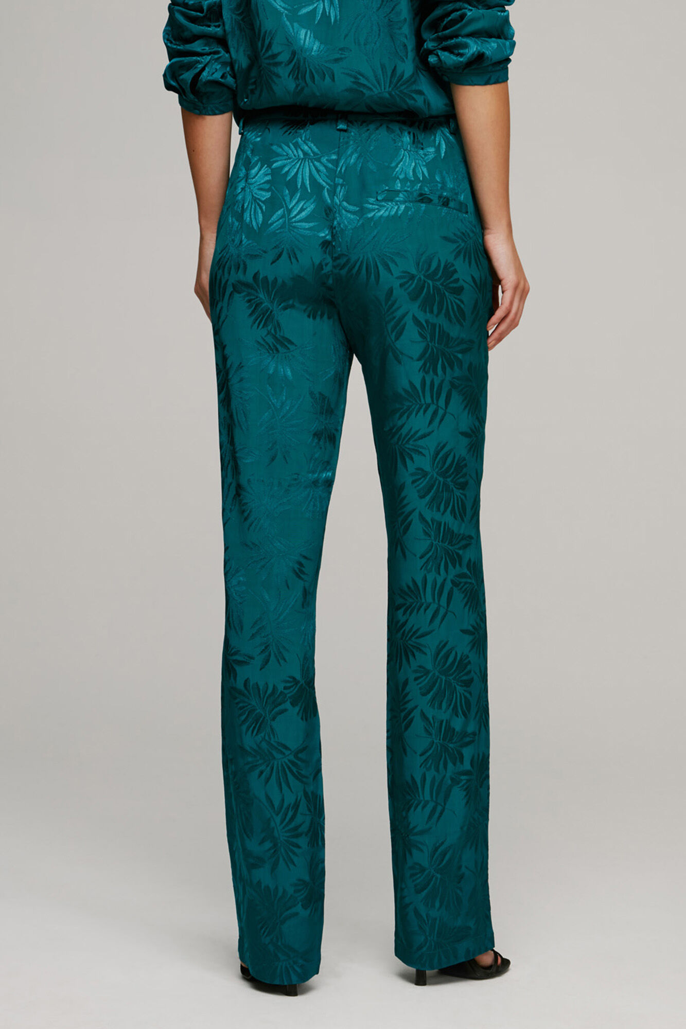 Calças de cetim jacquard - Verde