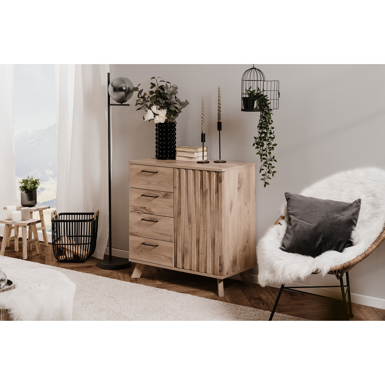 Kommode WELLINGTON - Schwedeneiche - 84,5 cm breit