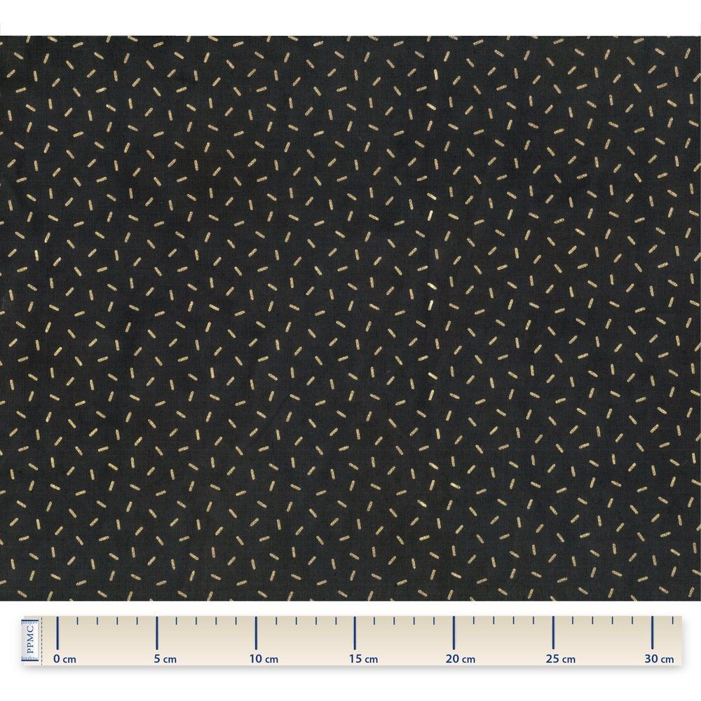 Tissu Coton Au Mètre Paille Dorée Noir