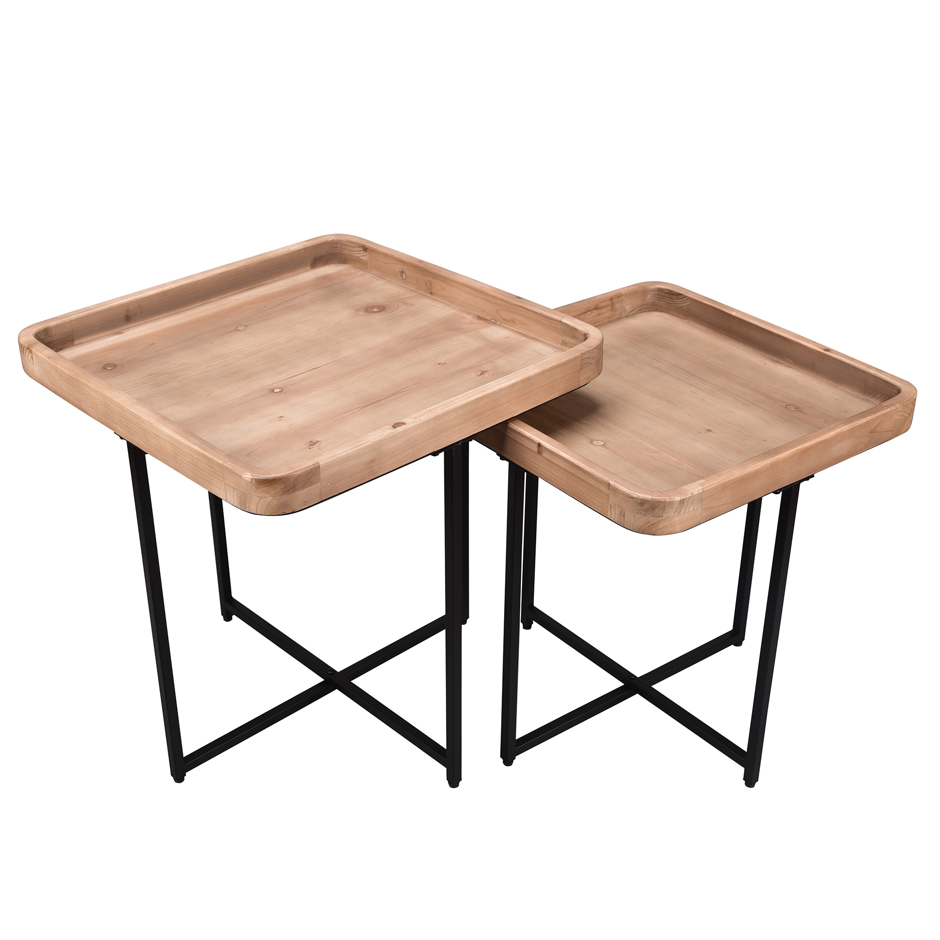 Couchtisch - natur-schwarz - Eukalyptus massiv - 50 cm