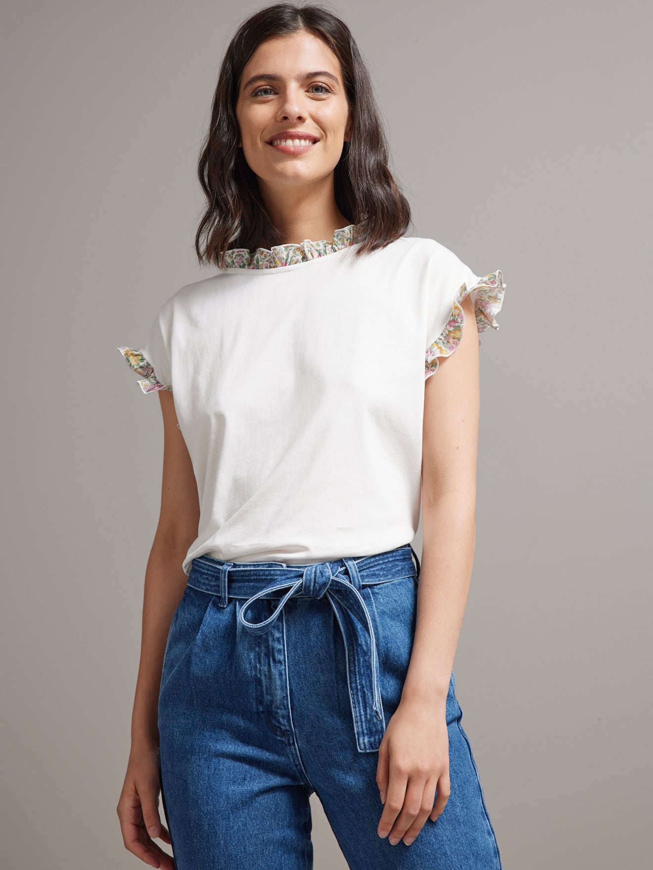 T-shirt froufrou en tissu Liberty - coton bio
