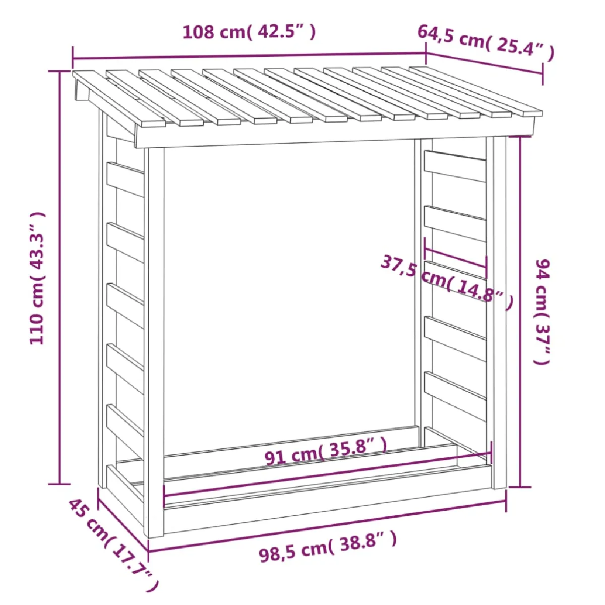 vidaXL Support pour bois de chauffage - Blanc