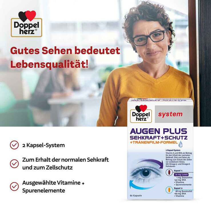 Doppelherz System Augen Plus Sehkraft +Schutz Kapseln, 60 St