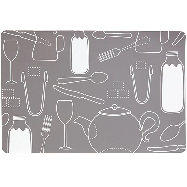 Set de table Ustensiles de cuisine taupe et blanc