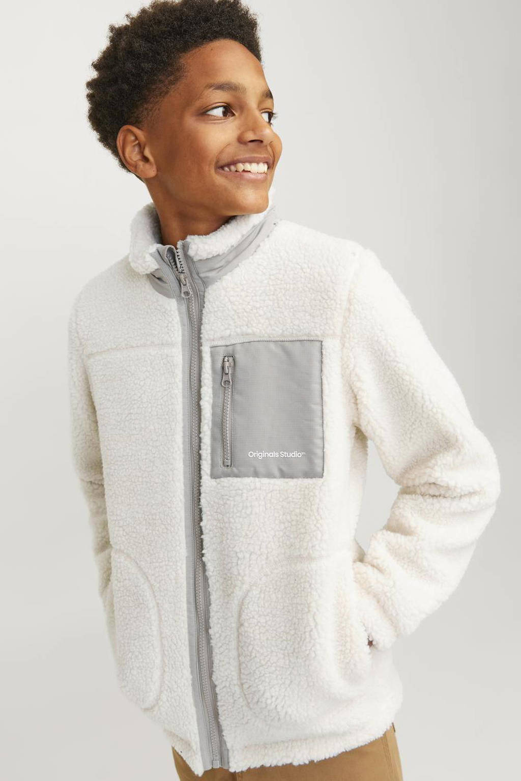 JACK & JONES teddy tussenjas JORVESTERBRO offwhite/lichtgrijs