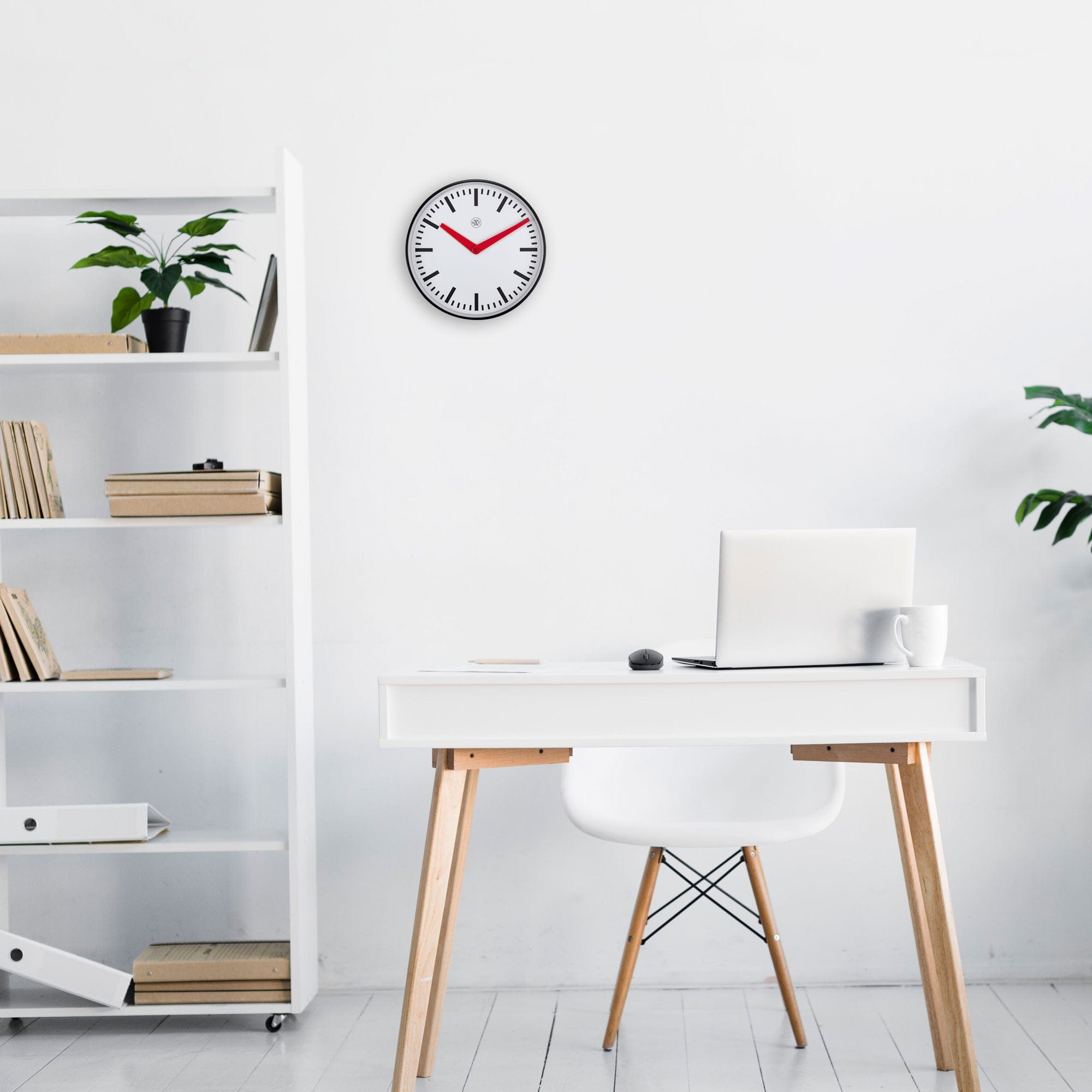 NeXtime - Stationsklok - 25cm - Stille wandklok - Wit - nXt by NeXtime
