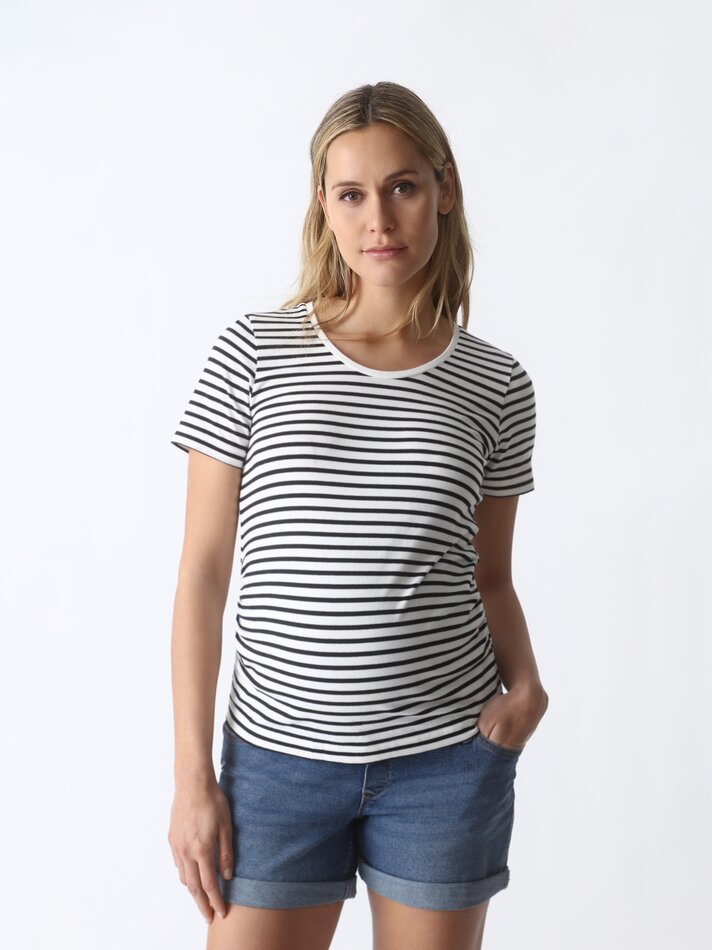 Camiseta de maternidade estampada - Preto/Branco