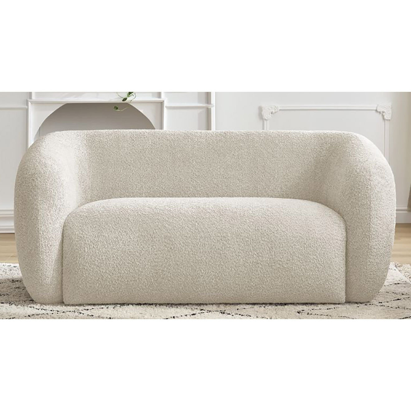 Bobochic Canapé 2 places celine bouclette beige - 160x87x70 cm