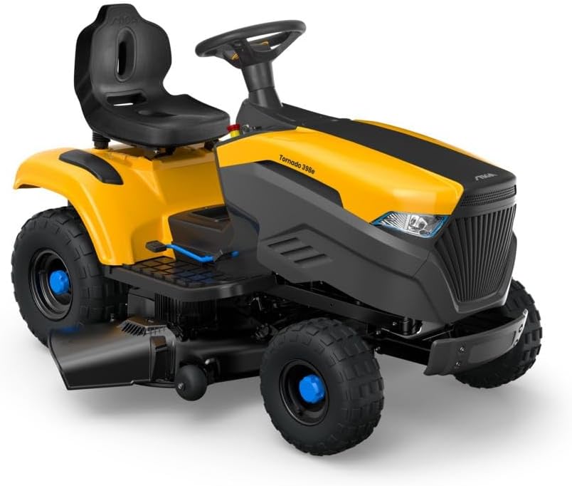 STIGA Tornado 398e Rasentraktor 98 cm – Akku Rasenmäher mit Mulchfunktion, 48V 30Ah ePower Batterie – Rasenmähertraktor mit Seitenauswurf, digitalem Armaturenbrett & Anhängerkupplung