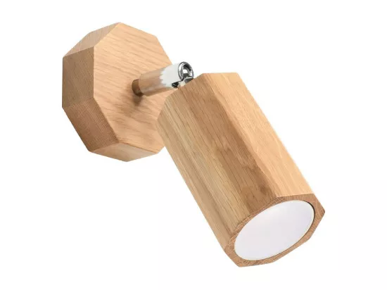 Sollux Lighting Zeke Spot simple octogone en chêne bois, 1x GU10