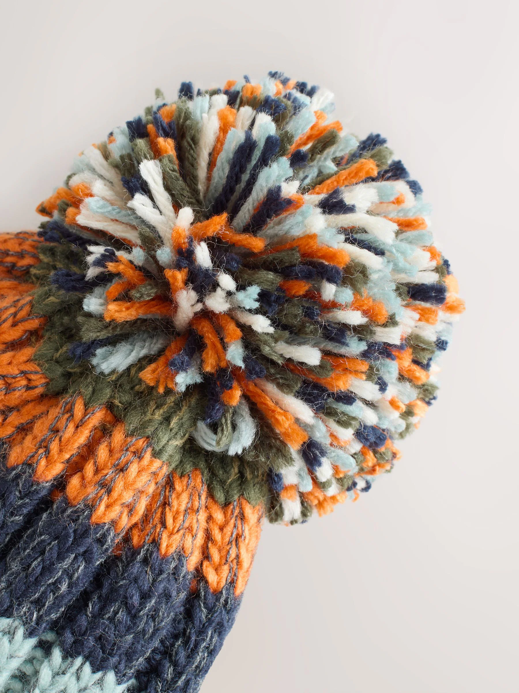 Marineblauw gestreept - Beanie-muts met pompon (3mnd-16jr)
