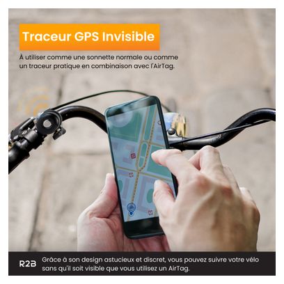 Sonnette R2B Compatible avec Apple AirTag Traceur GPS pour Vélo Noir