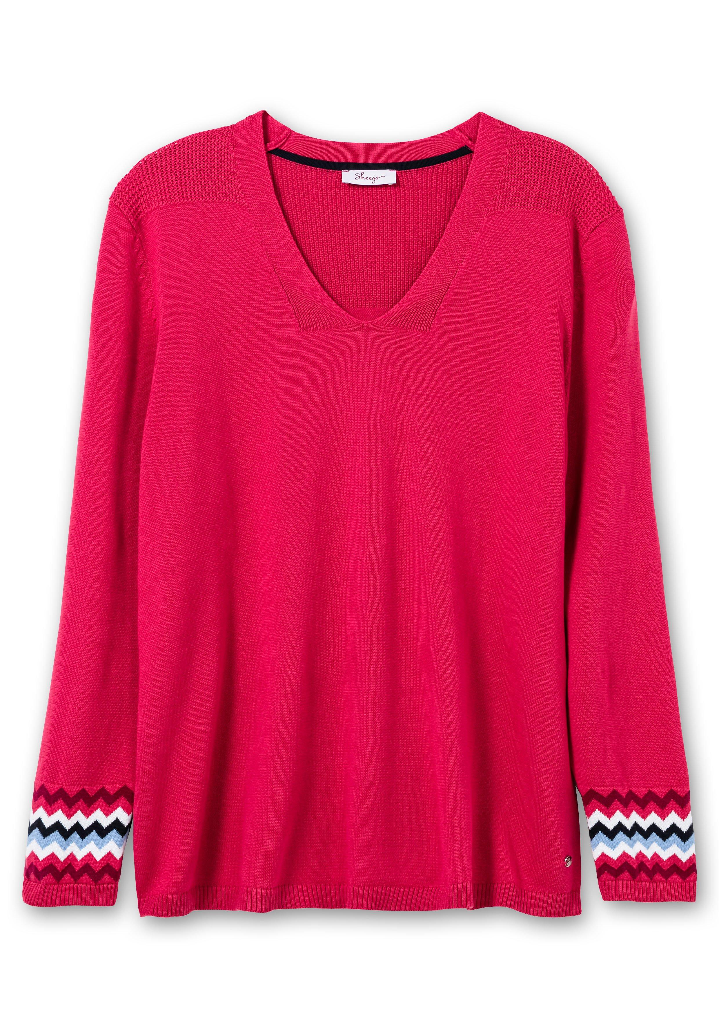 Pullover mit Kontrastmuster am Ärmelsaum