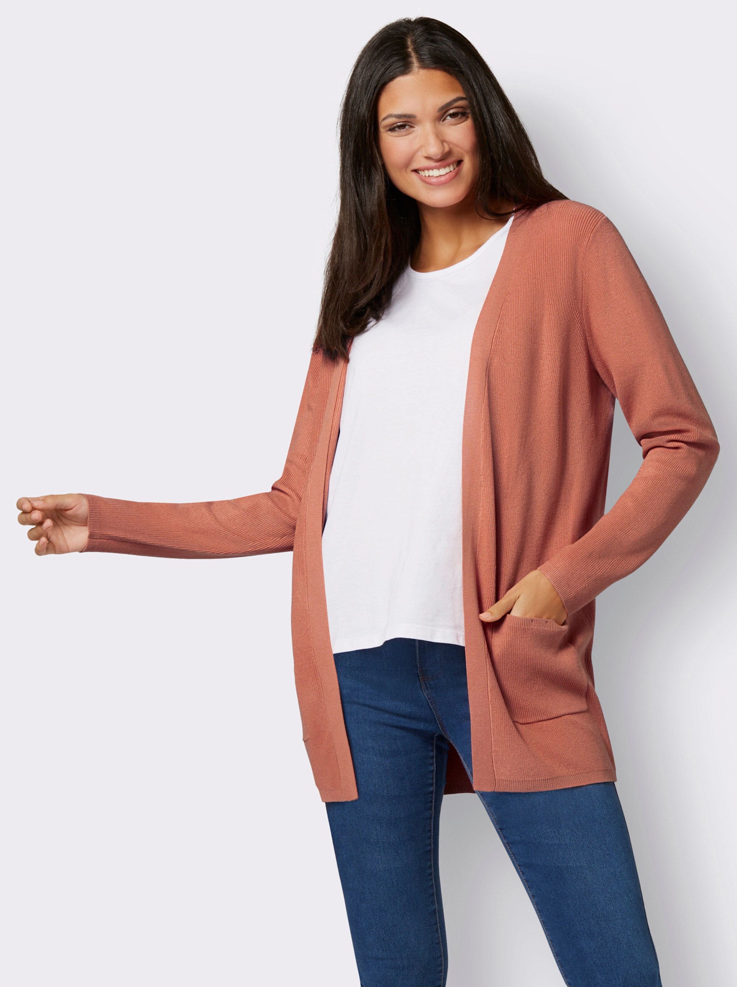Longstrickjacke in weicher Qualität