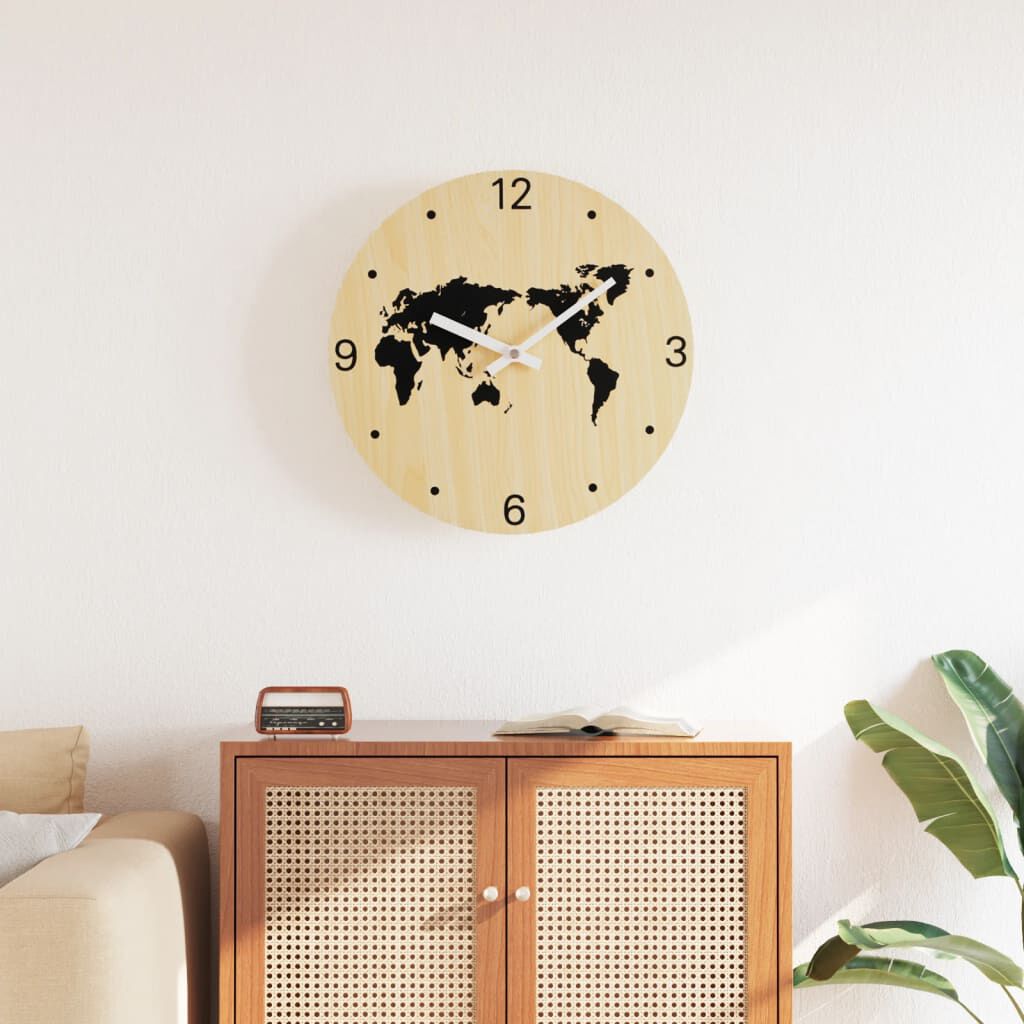 vidaXL Wandklok Geel en Zwart Ø30 cm Houtmateriaal