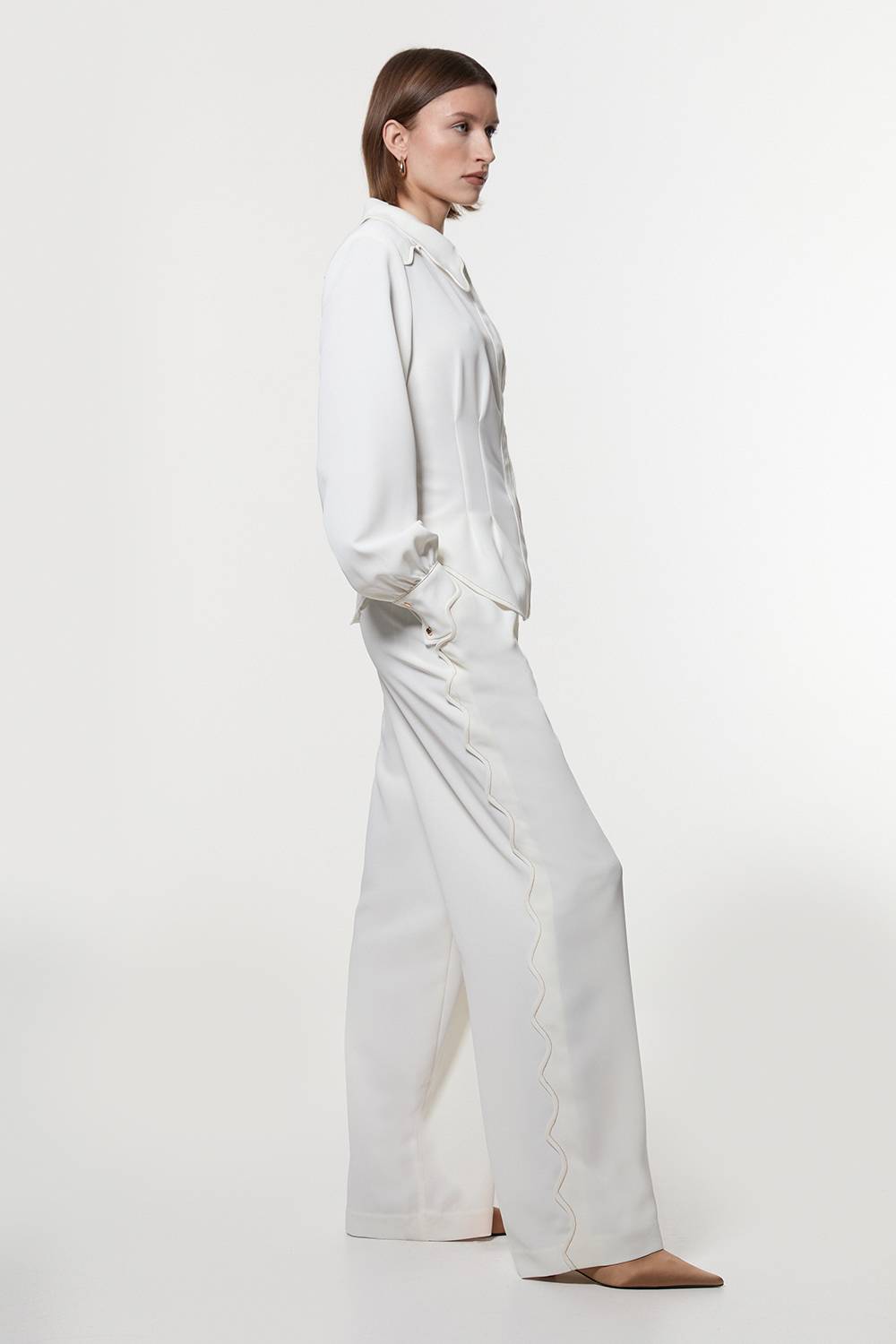 KarenMillen Pantalon en crêpe tissé avec bordures festonnées