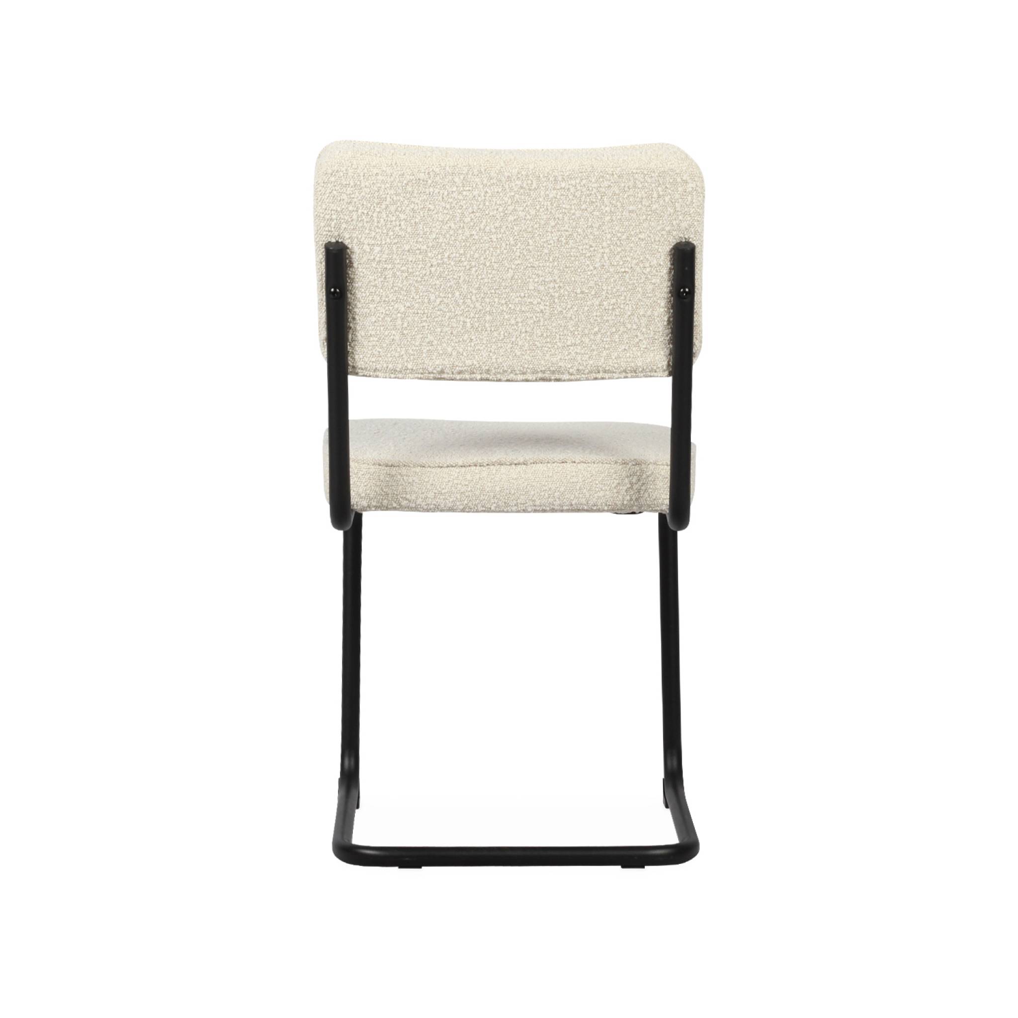Lot de 2 chaises cantilever bouclette texturée blanc cassé. Maja. L46 x p54.5x h84.5cm