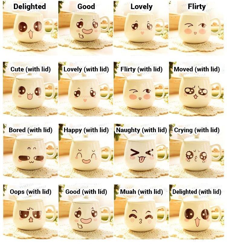 Baburu - Emoji Beker / Deksel / Lepel (Set of Individueel Stuk)