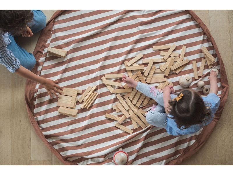 Play&Go Spielzeugtasche Stripes brown 2-in-1 Spielzeugsack und Spielteppich