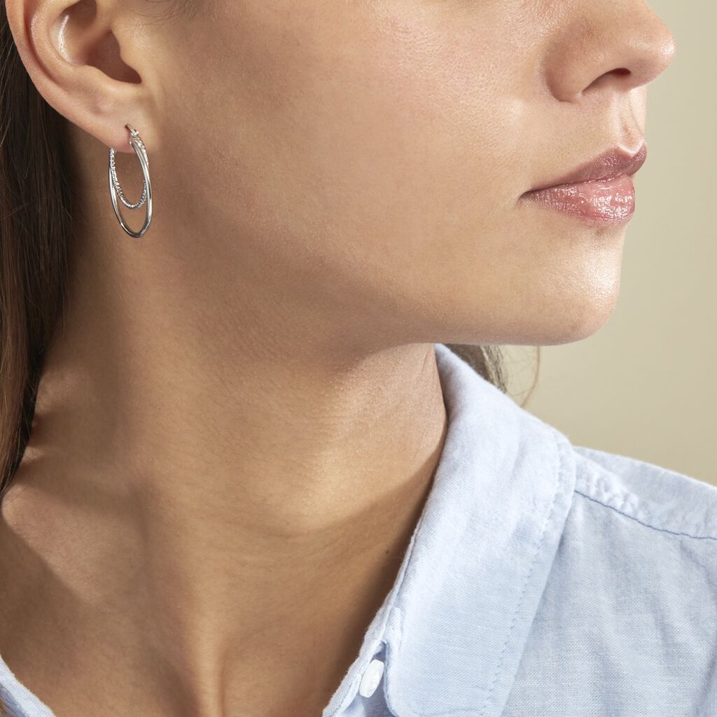 Créoles Argent Blanc Marjorie