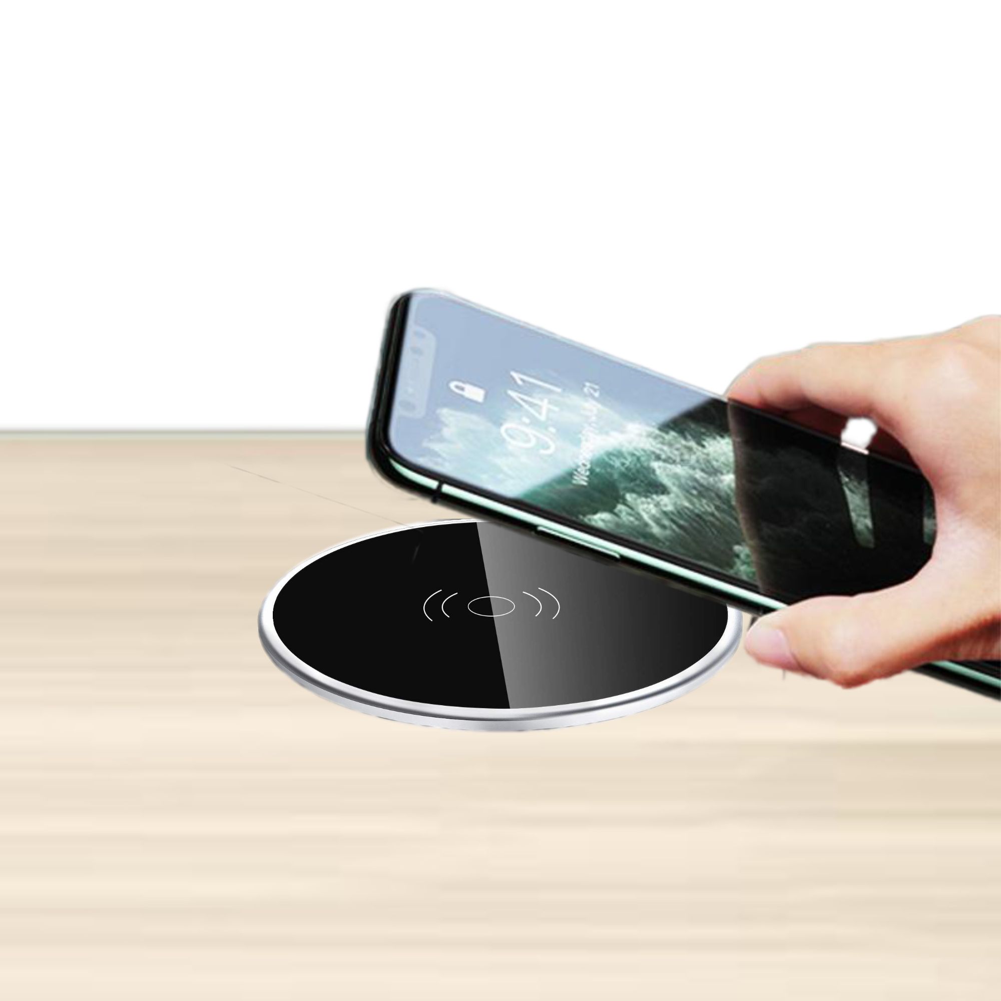 Drahtlose Einbau-Schnellladestation 20 Watt für Smartphone und Tablet (QI)