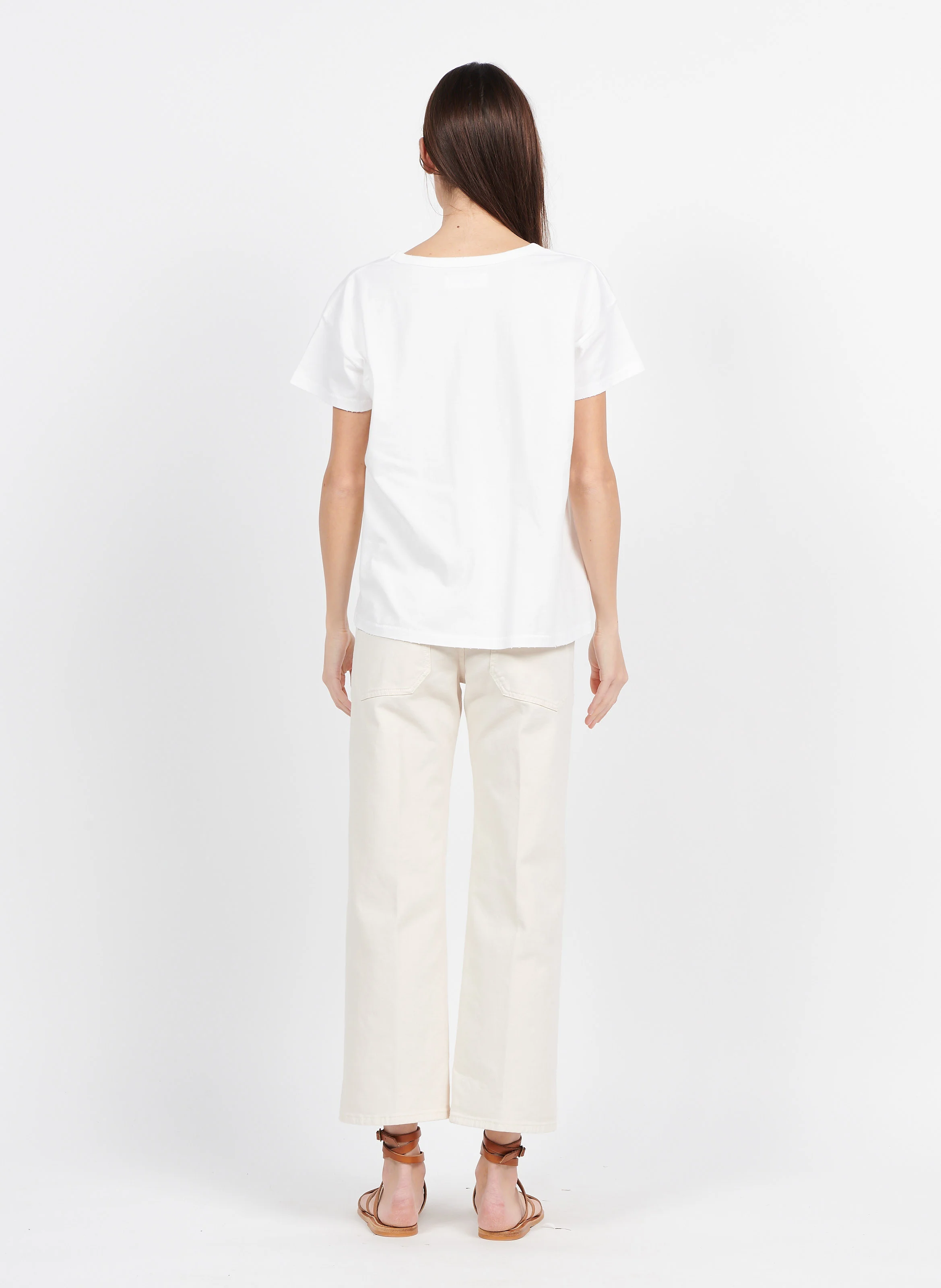 EDDY - Jean cropped en coton stretch| Blanc