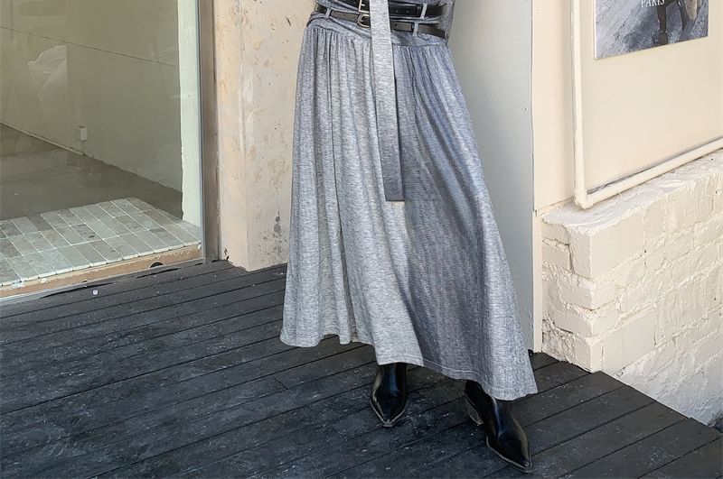 Verona Sing - Lange mouw off-shoulder tie-dye maxi A-lijn jurk met riem