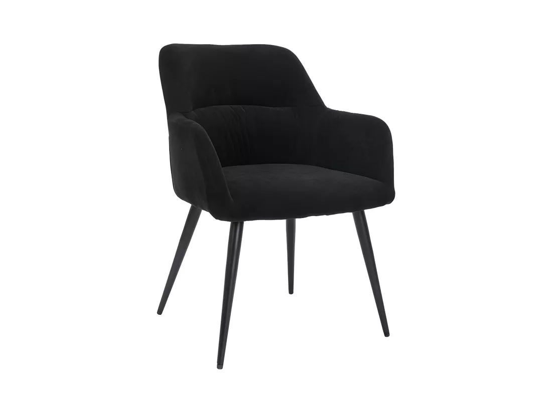 Lot de 2 chaises avec accoudoirs en tissu et métal - Noir - HEKA