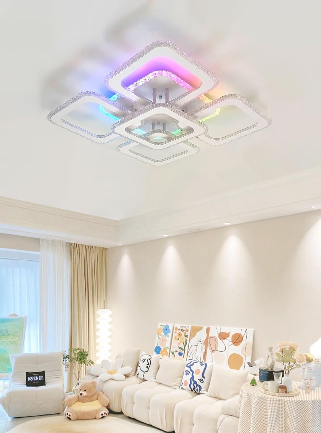LED Musik Deckenleuchte mit Bluetooth Lautsprecher Wohnzimmerlampe Dimmbar RGB Farbwechsel Deckenlampe mit Fernbedienung Und APP Modern Deckenbeleuchtung Wohnzimmer Kinderzimmer Schlafzimmer Lampe