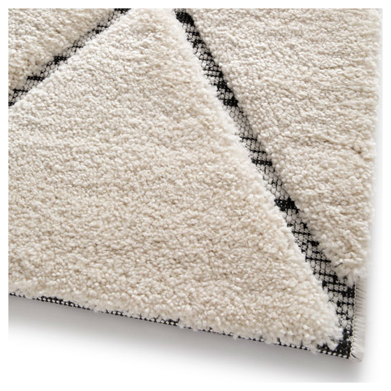 Tapis de salon graphique en relief - louisa - crème et noir - 80 x 150 cm