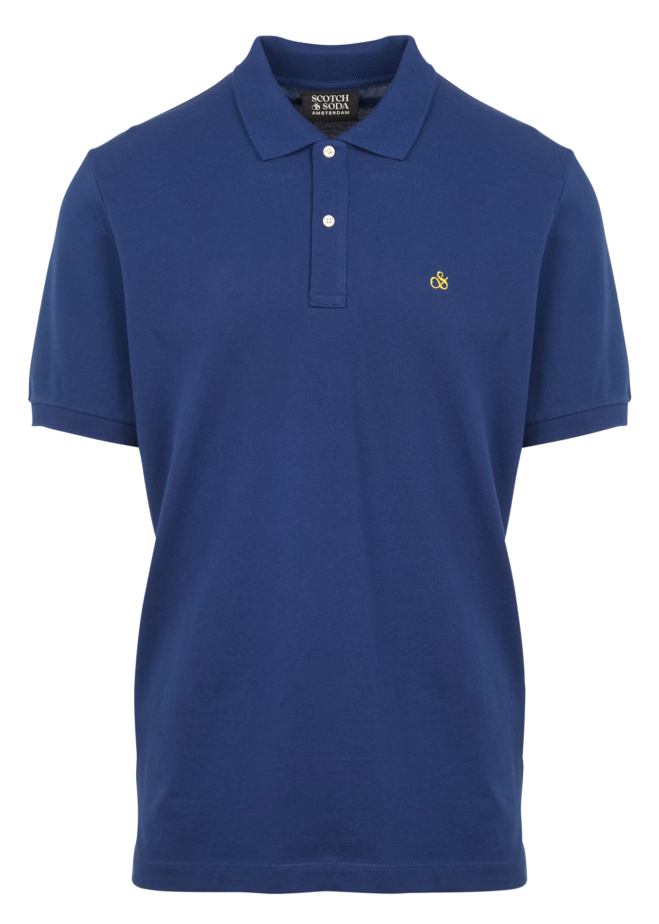 Polo regular-fit brodé en piqué de coton bio| Bleu