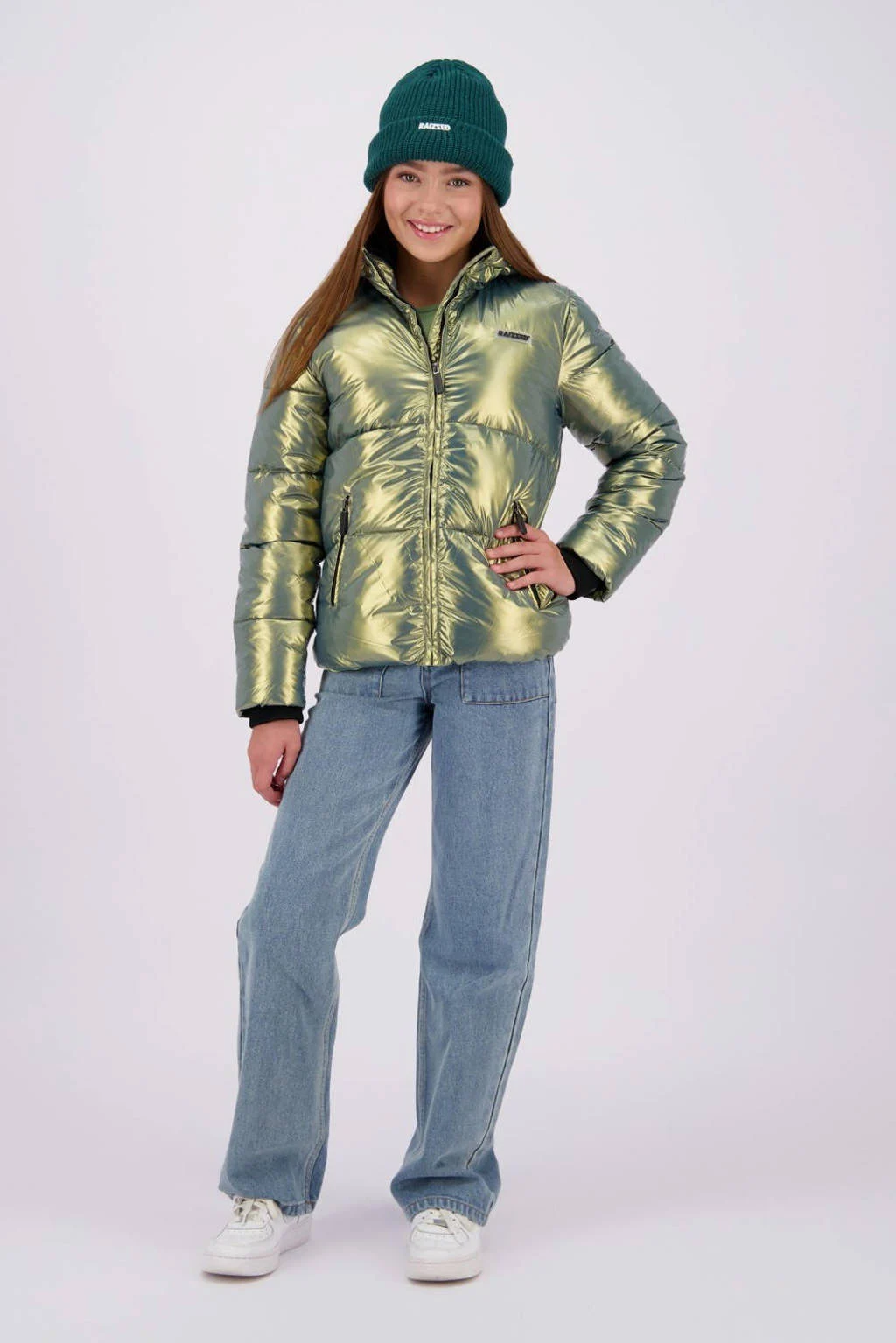 Raizzed gewatteerde winterjas Marly groen metallic