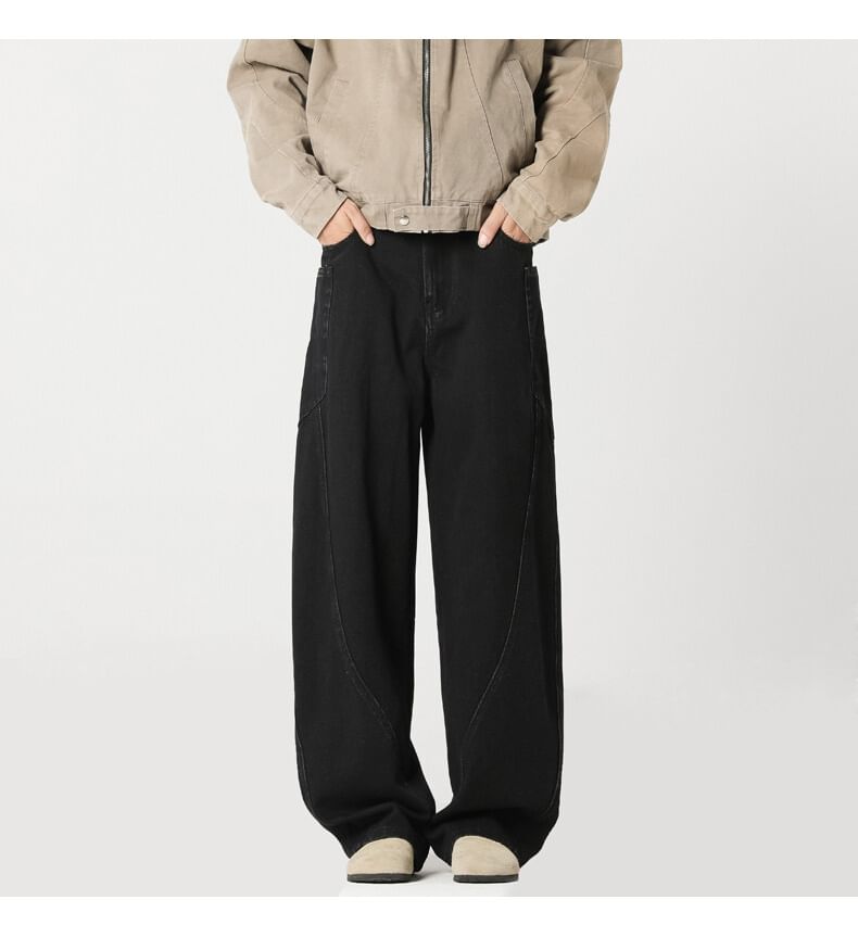 Priam - Mid Rise Washed Wide Leg Cargo Jeans