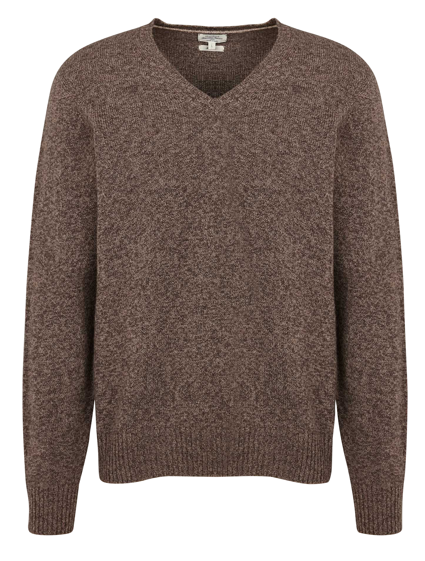 Pull regular col V en laine | Marron