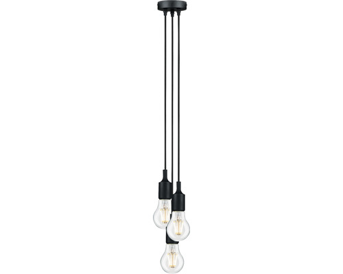 Hanglamp, 3-lichts, HxØ 200x15 cm, zwart, voor zelfmontage