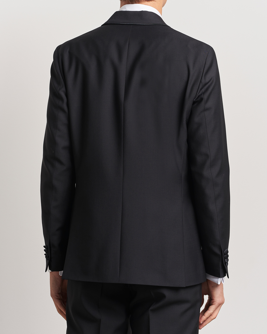 Oscar Jacobson Fattore Double Breasted Tuxedo Blazer Black