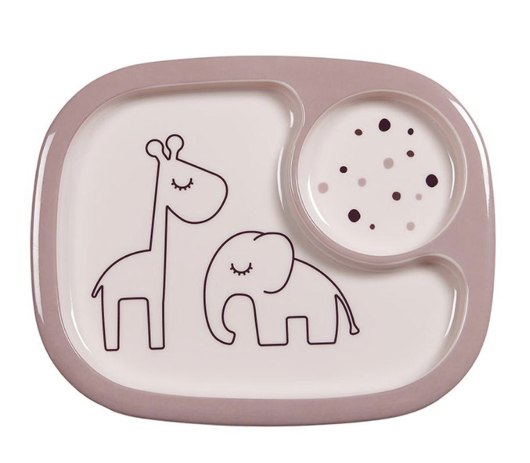 YUMMY MINI COMPARTMENT PLATE, DREAMY DOTS, POWDER