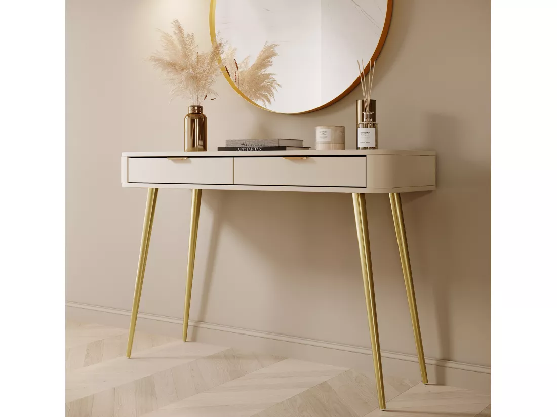Coiffeuse avec tiroirs - 112 cm - beige - OVAL