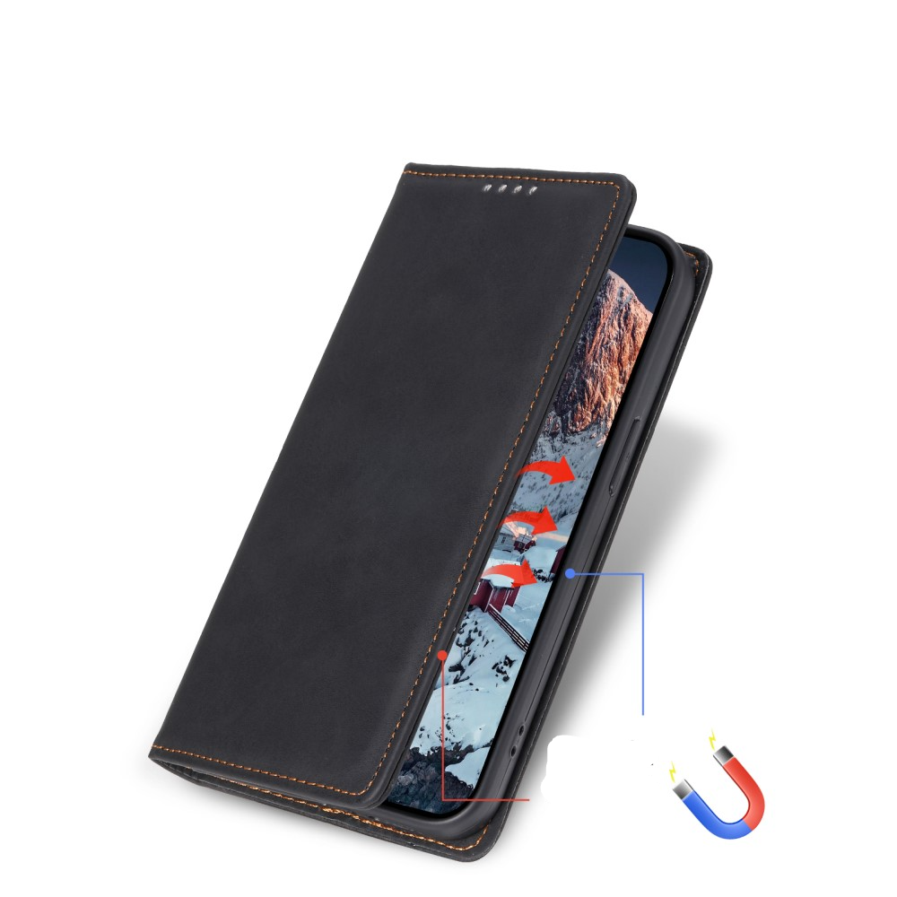 Samsung Galaxy S25 Ultra Leder Tasche Flip Wallet Etui mit Kartenfächern (RFID Schutz) - Schwarz