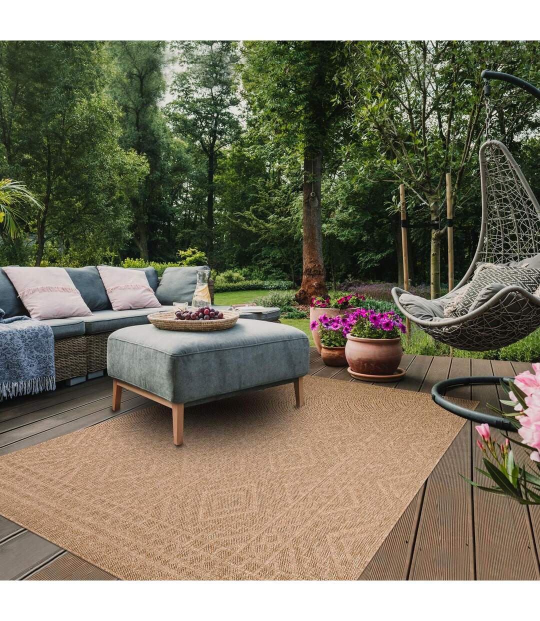 Tapis salon JUTE ART 3 en polypropylène doux et soyeux OEKO TEX