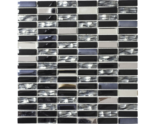 Glasmozaïek met metaal XCM SM 38 30.0x30.0 cm zwart mix