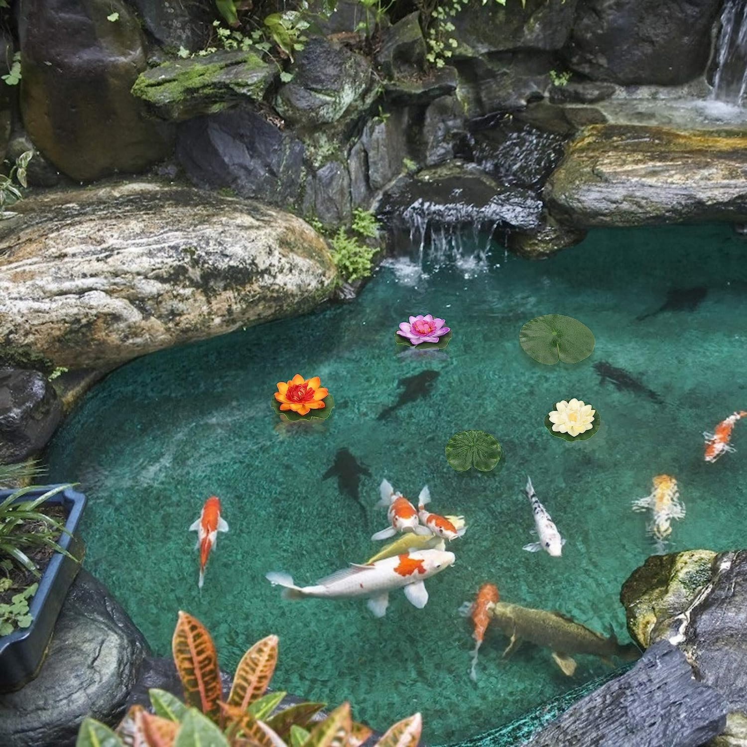 (8er Set) Schwimmende Kunst Seerosen Party Deko Garten Teich Lotus Blätter Outdoor Blumen