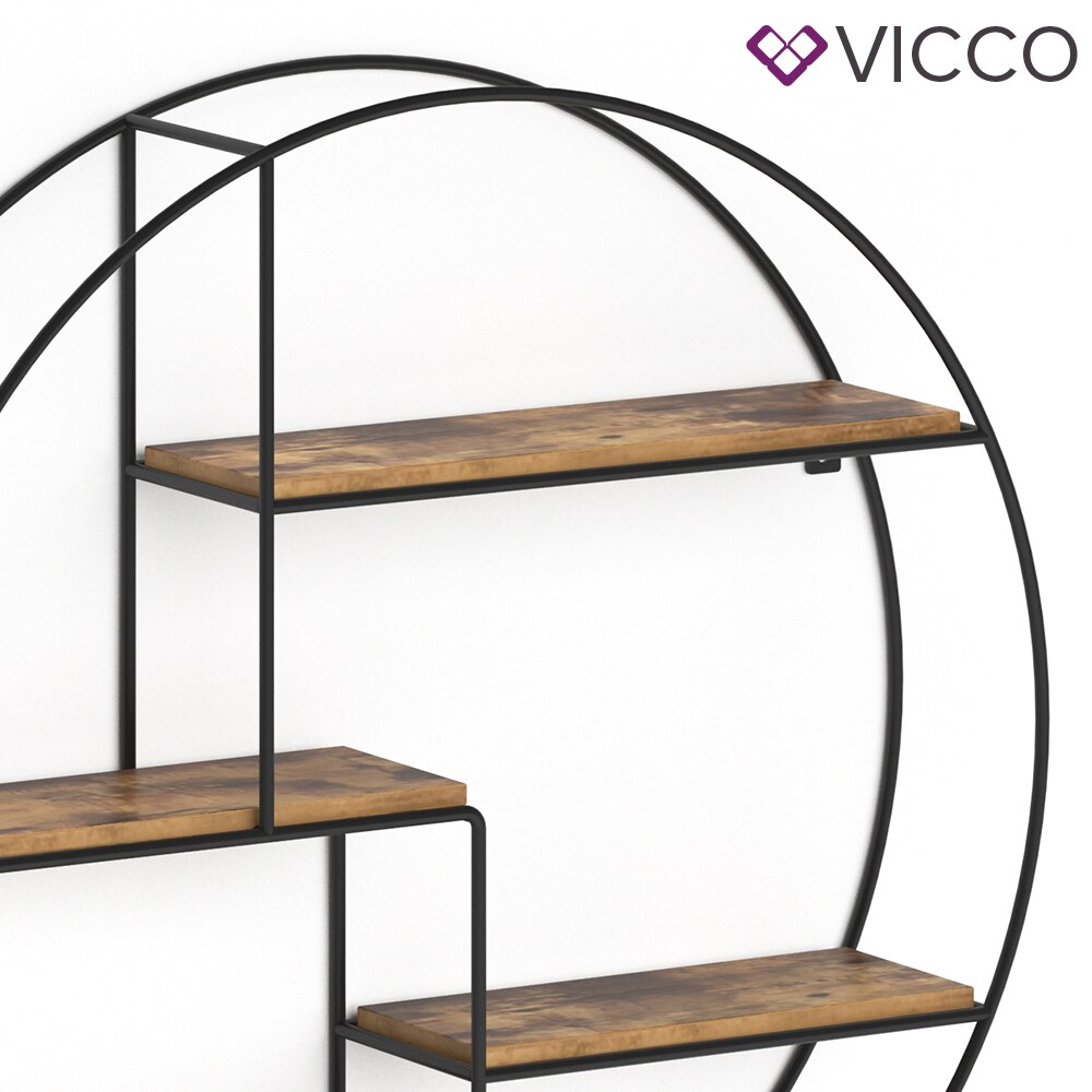 VICCO Loft Wandregal FYRK Gewürzregal Industrial Küchenregal rund Bücherregal