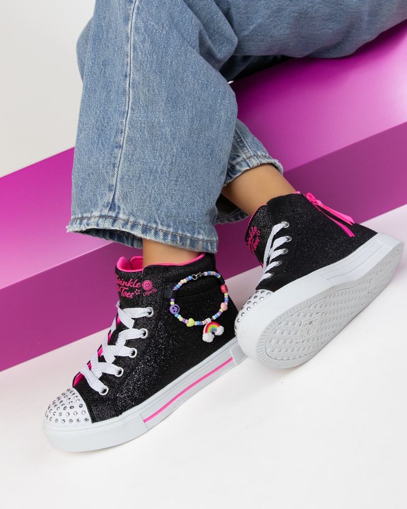 Skechers S-Lights Twinkle Charms Bestie Hoge sneakers  - zwart