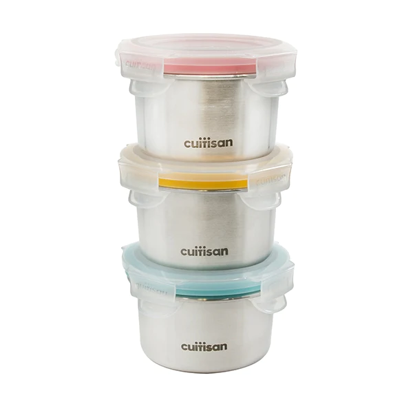 Lot 3 bols hermétiques en inox 200 ml compatibles micro-ondes Cuitisan