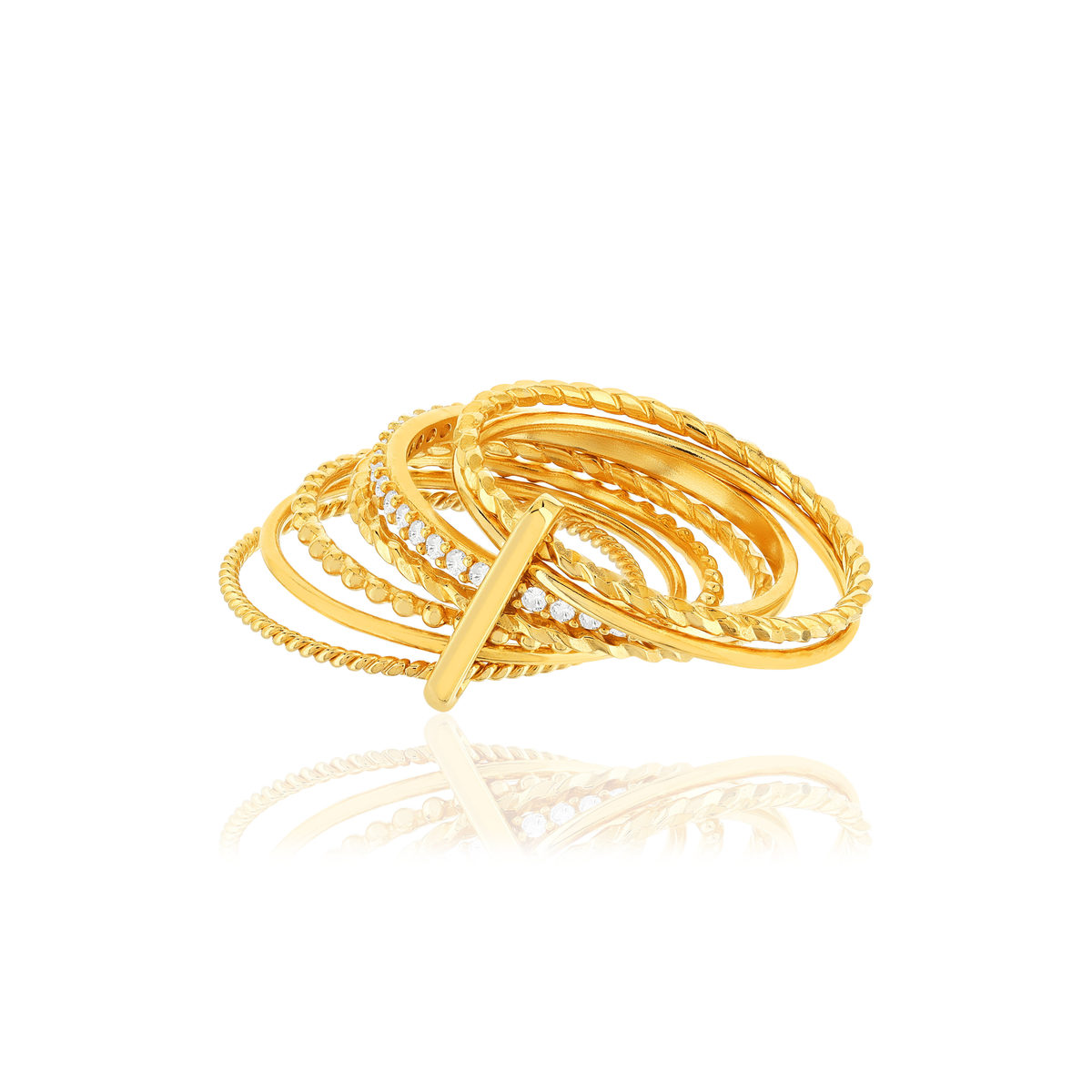 Bague semainier plaqué or zirconias